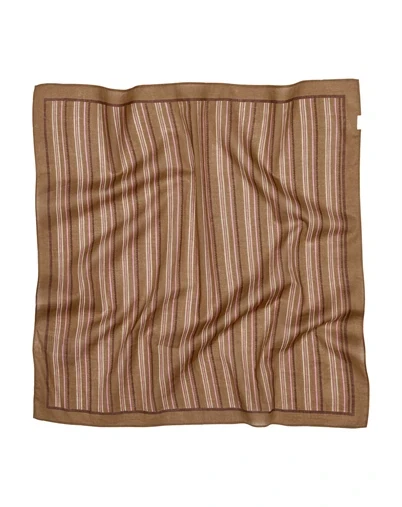 Beck Söndergaard - Scallopia Striped Cotta Tørklæde - Wood Trush Brown